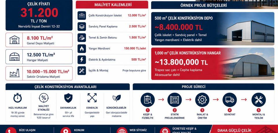 2026 çelik fiyatları, çelik konstrüksiyon depo maliyeti, Ankara çelik konstrüksiyon